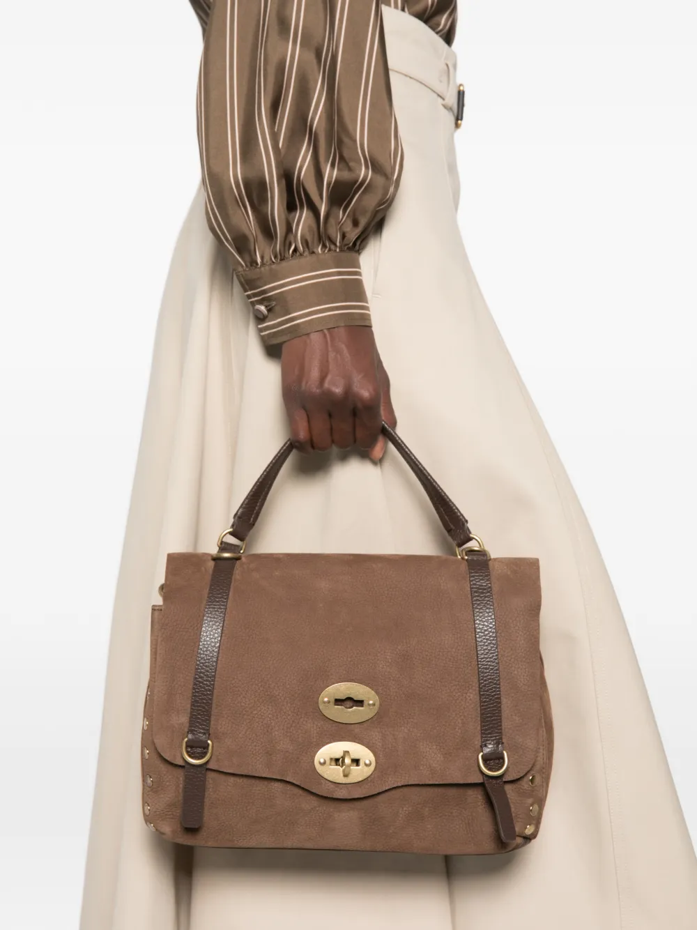 Zanellato Kleine Postina nubuck leren shopper Bruin