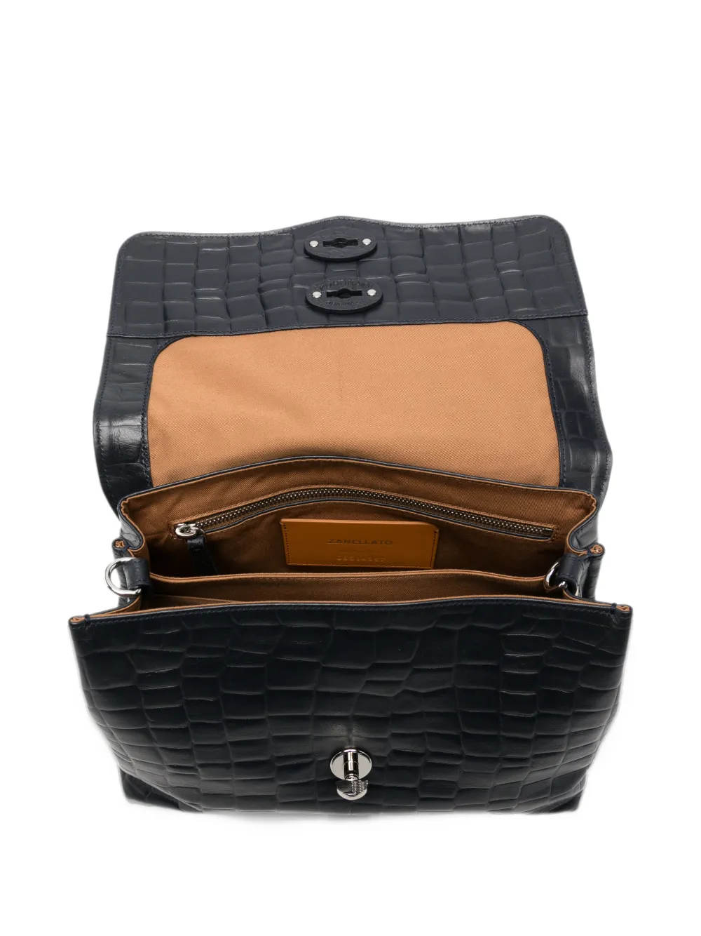 Zanellato Postina croc-effect tote bag Blauw