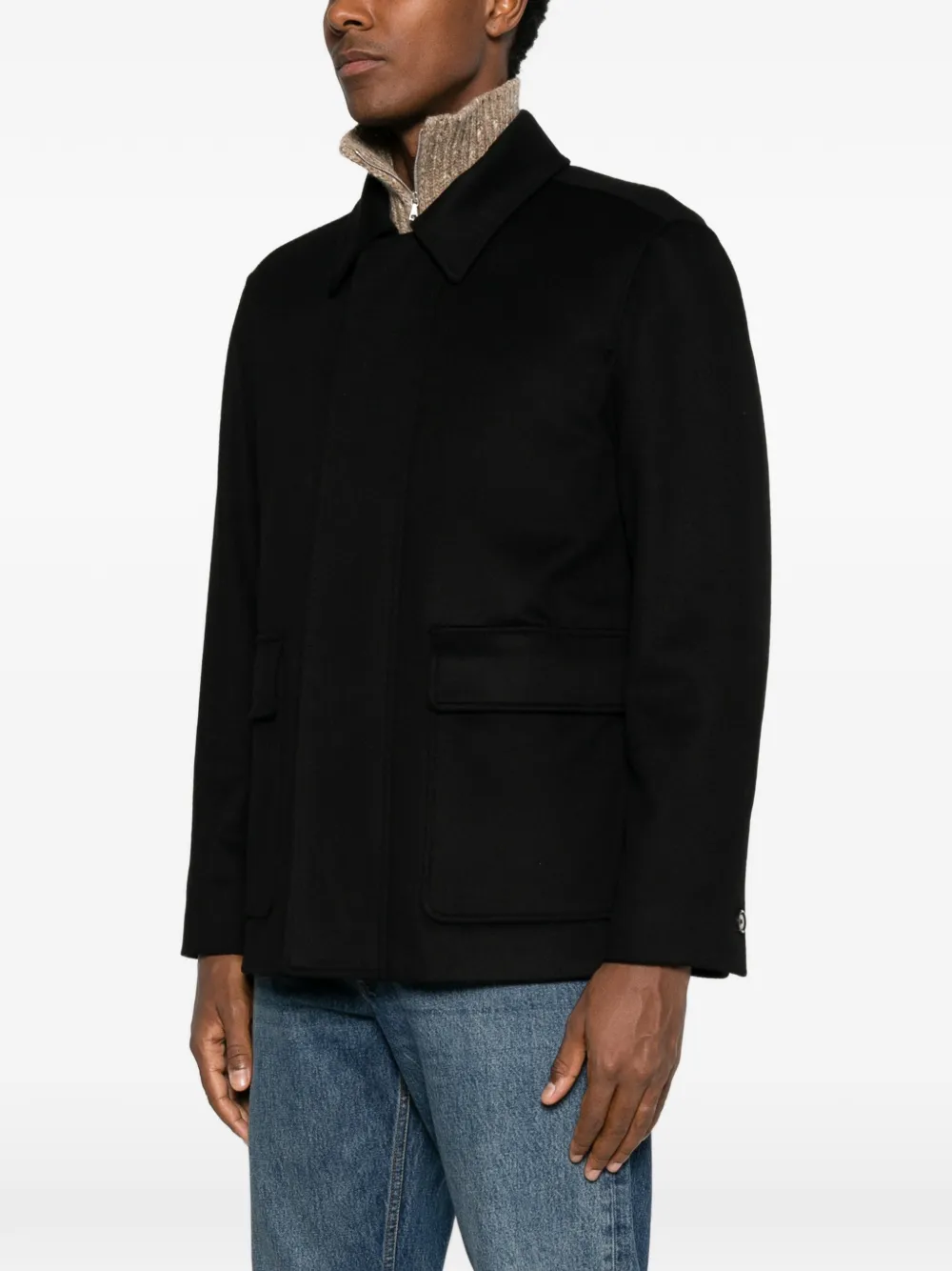 Lardini wool flap-pocket jacket Zwart