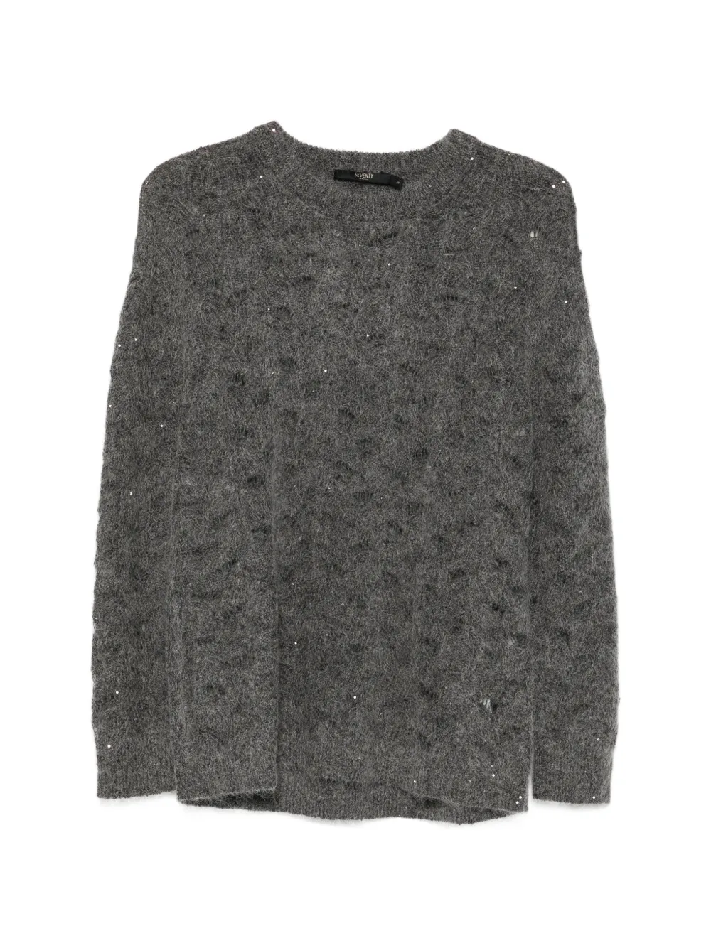 Seventy sequin-embellished open-knit sweater - Grigio
