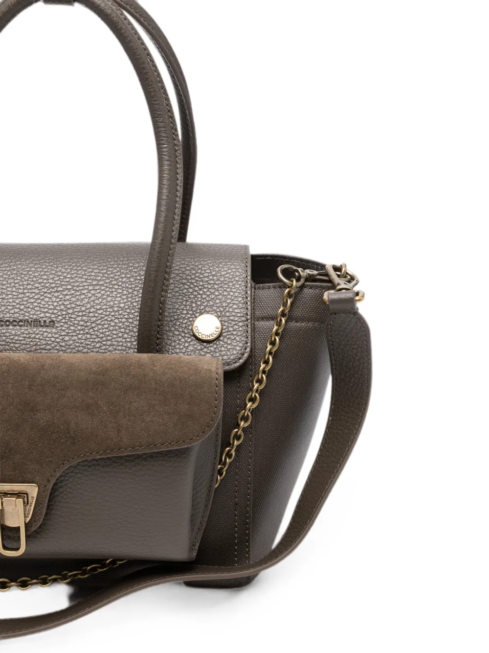Coccinelle Shopper van bewerkt leer met ketting detail Groen