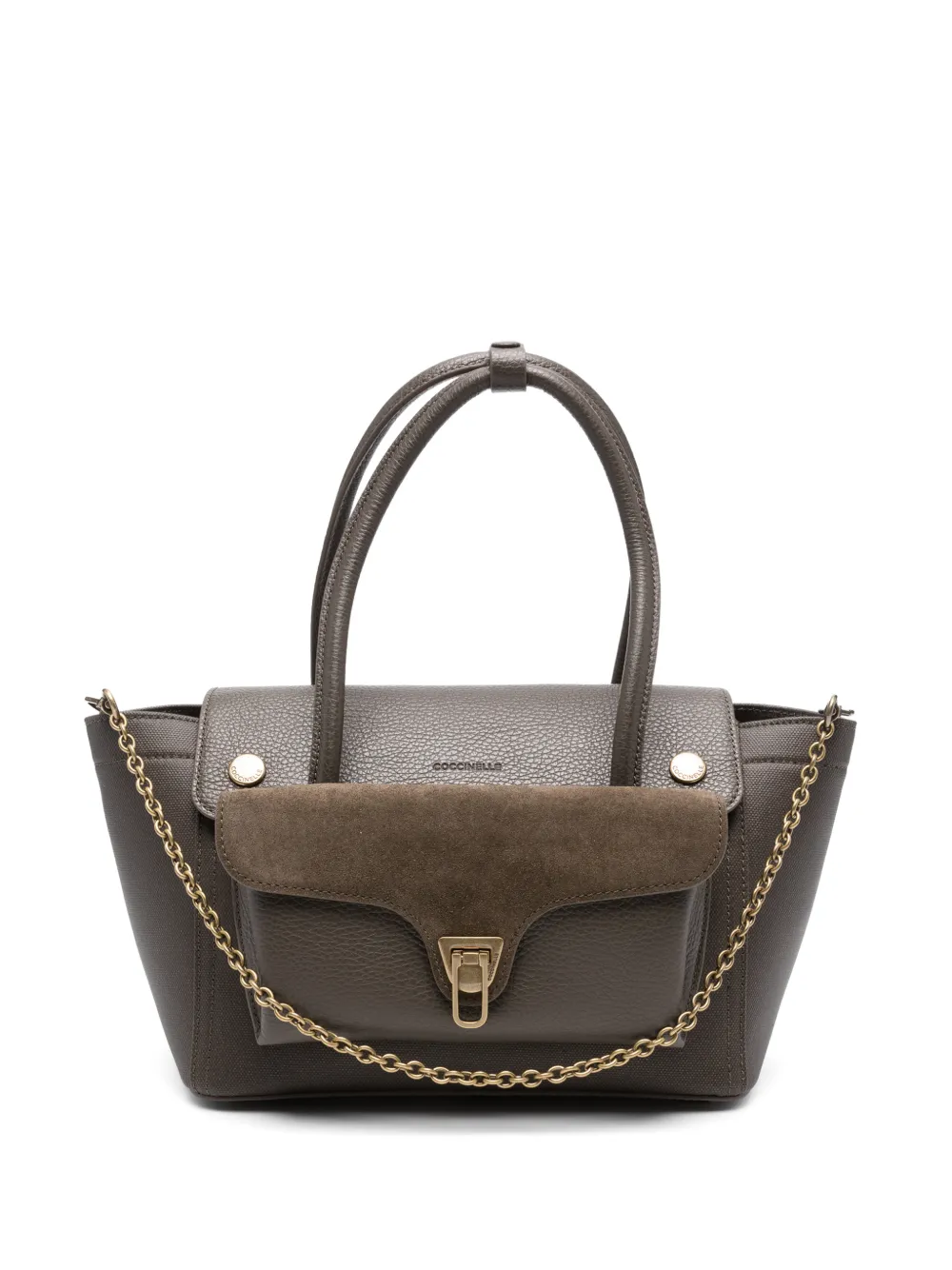Coccinelle grainy-leather chain-detail tote bag - Green