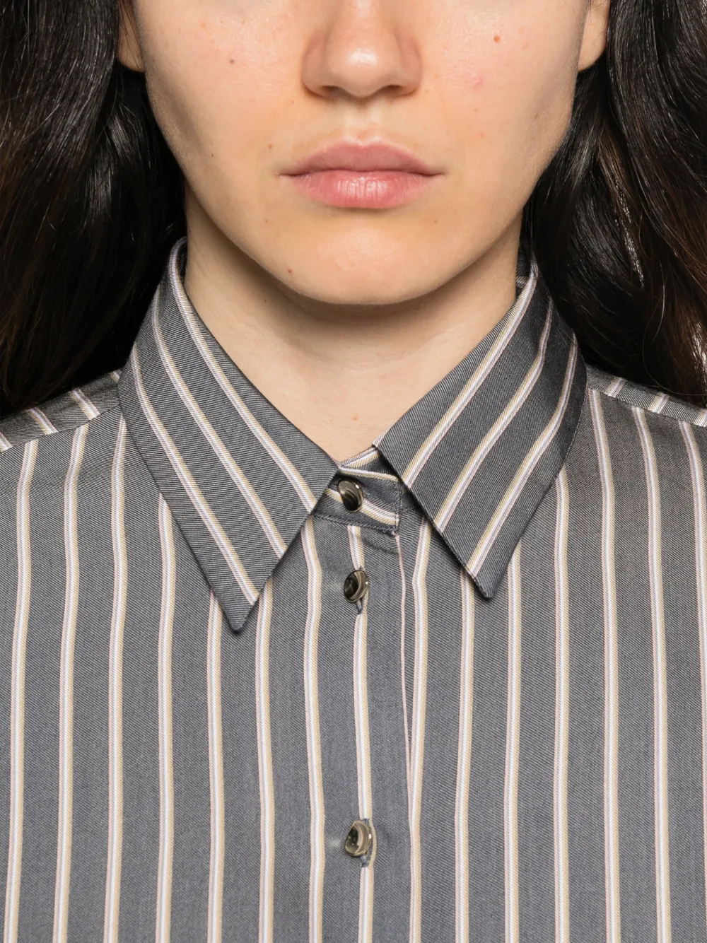 Xacus vertical-stripe shirt Grijs