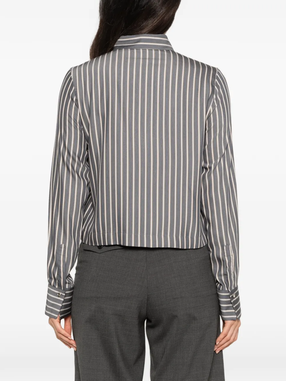 Xacus vertical-stripe shirt Grijs