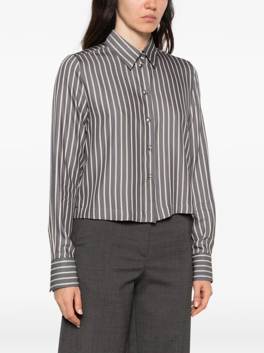 Xacus vertical-stripe shirt Grijs
