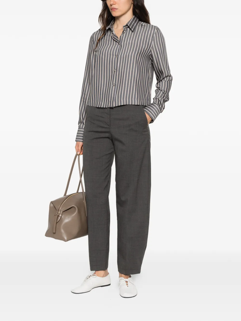 Xacus vertical-stripe shirt Grijs