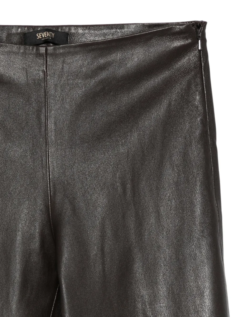 Seventy Leren broek met vlakken Bruin