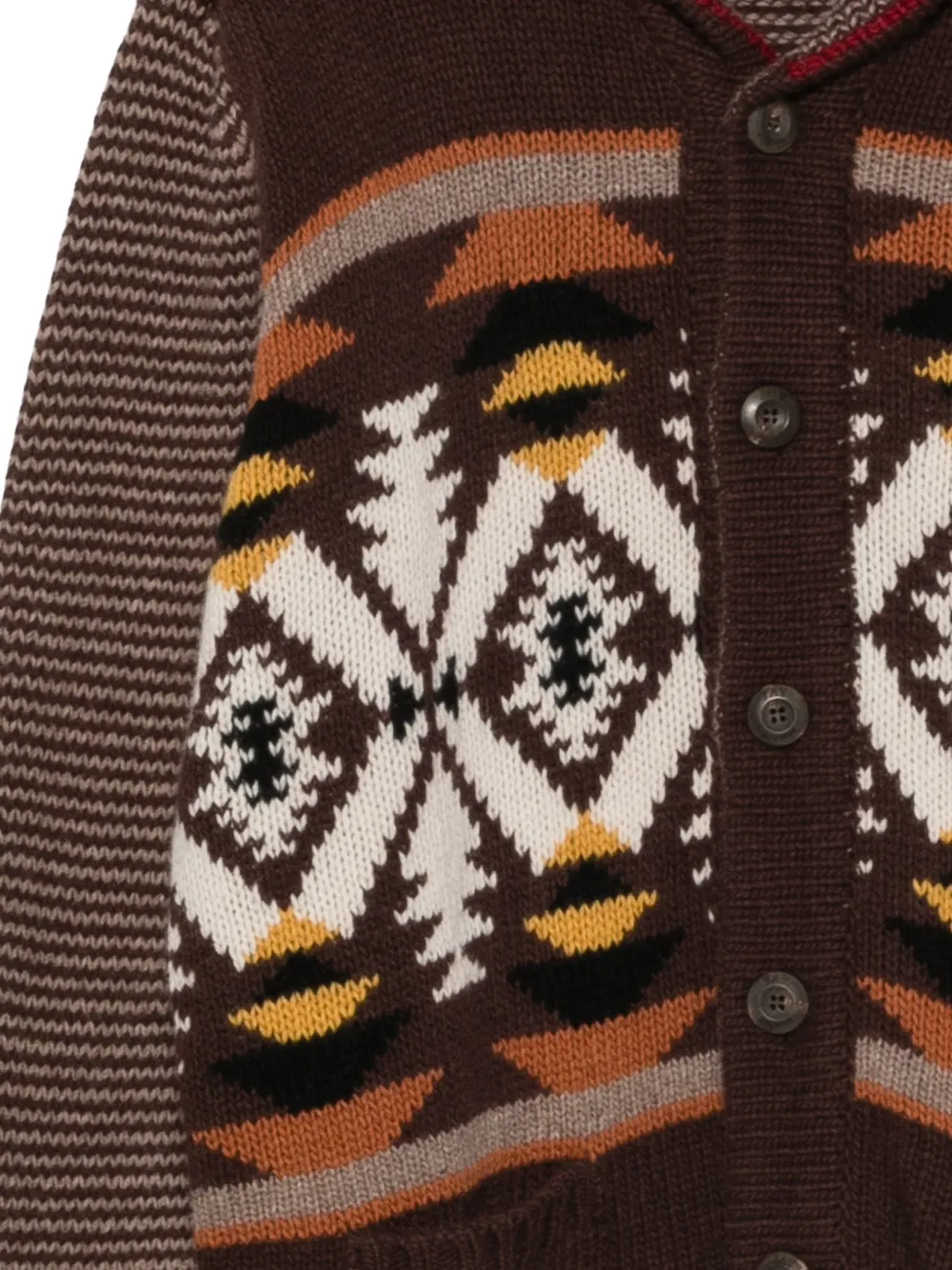 Fay Vest met sjaalkraag en geometrisch patroon Bruin