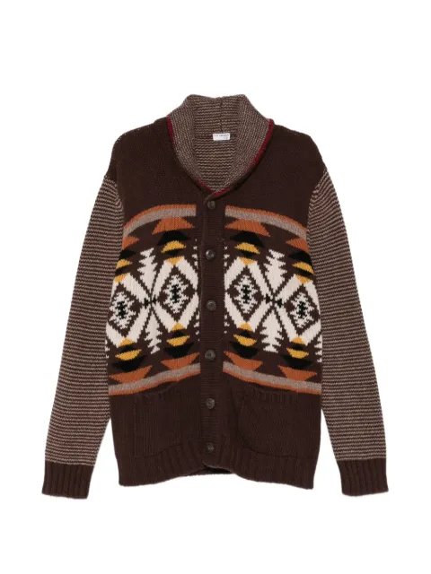 Fay geometric-pattern shawl-collar cardigan