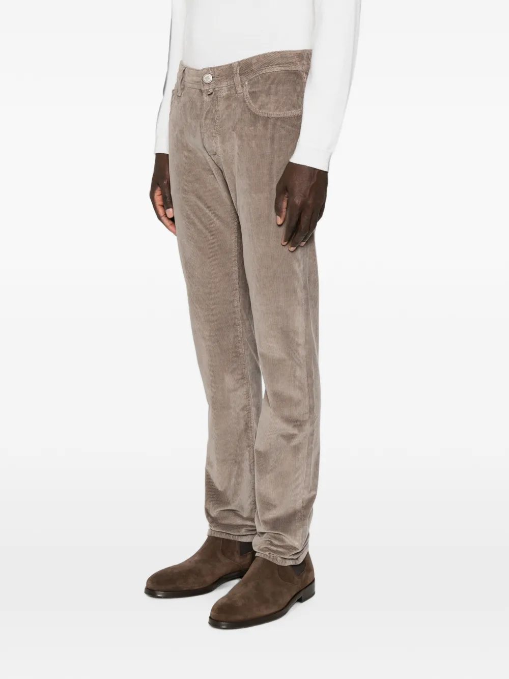 Jacob Cohën Straight broek met ribfluweel-effect Beige