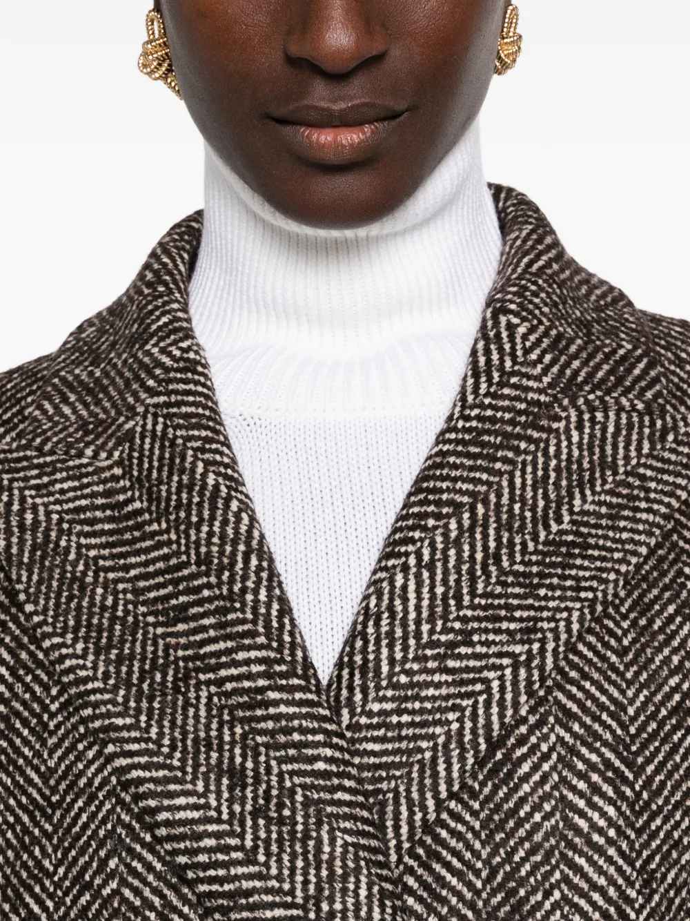 Tagliatore Linden jas met dubbele rij knopen en visgraatpatroon Bruin