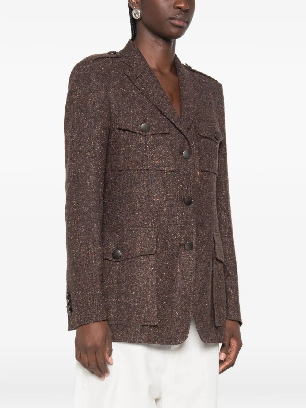Tagliatore Jack met knoopsluiting en epauletten Bruin