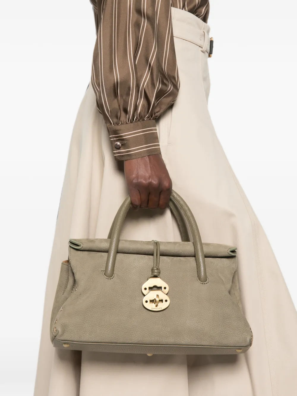 Zanellato Kleine Dotta nubuck leren shopper Groen