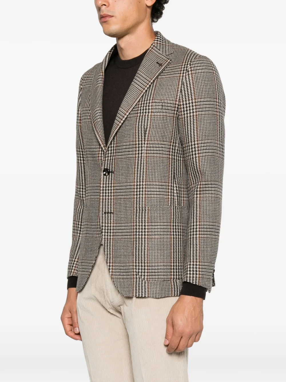 Tagliatore Prince of Wales check wool blazer Grijs