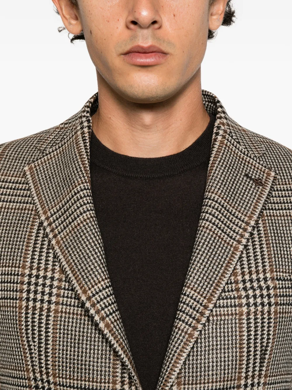 Tagliatore Prince of Wales check wool blazer Grijs