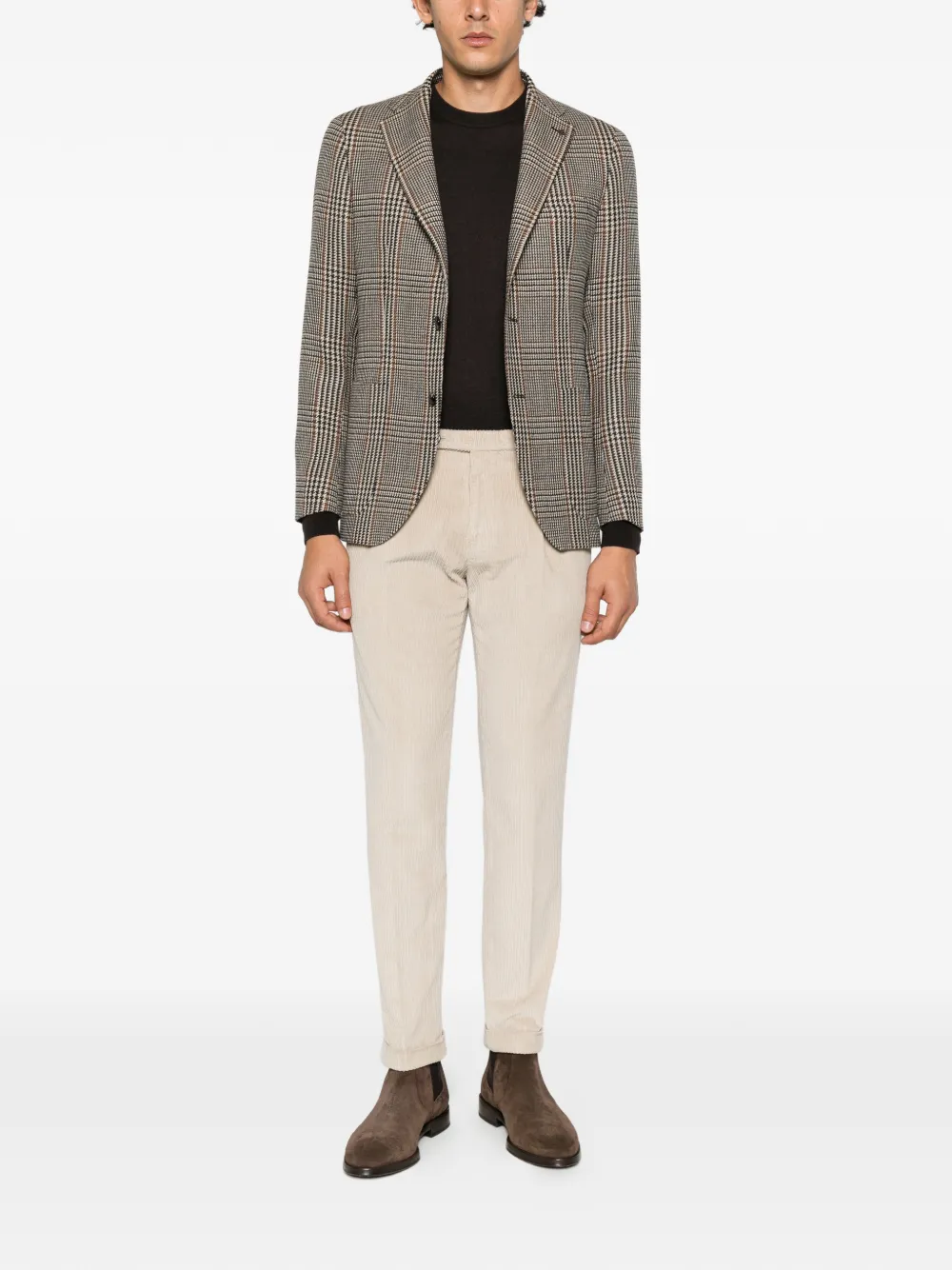 Tagliatore Prince of Wales check wool blazer Grijs