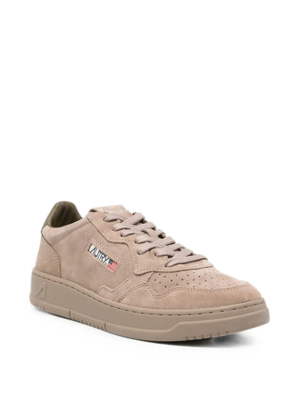 Autry perforated logo-patch sneakers Beige