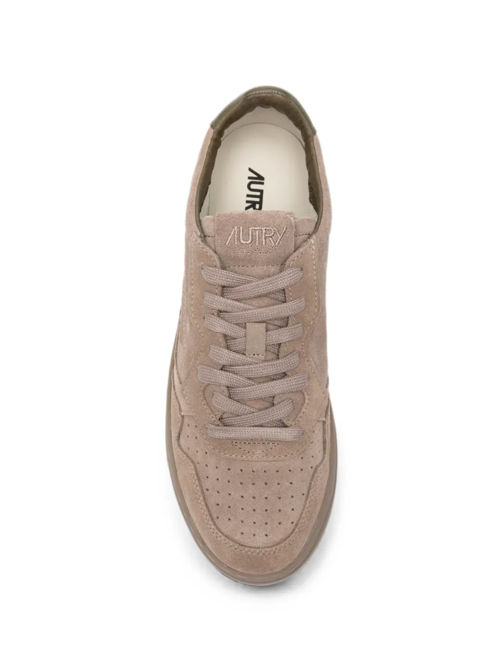 Autry perforated logo-patch sneakers Beige