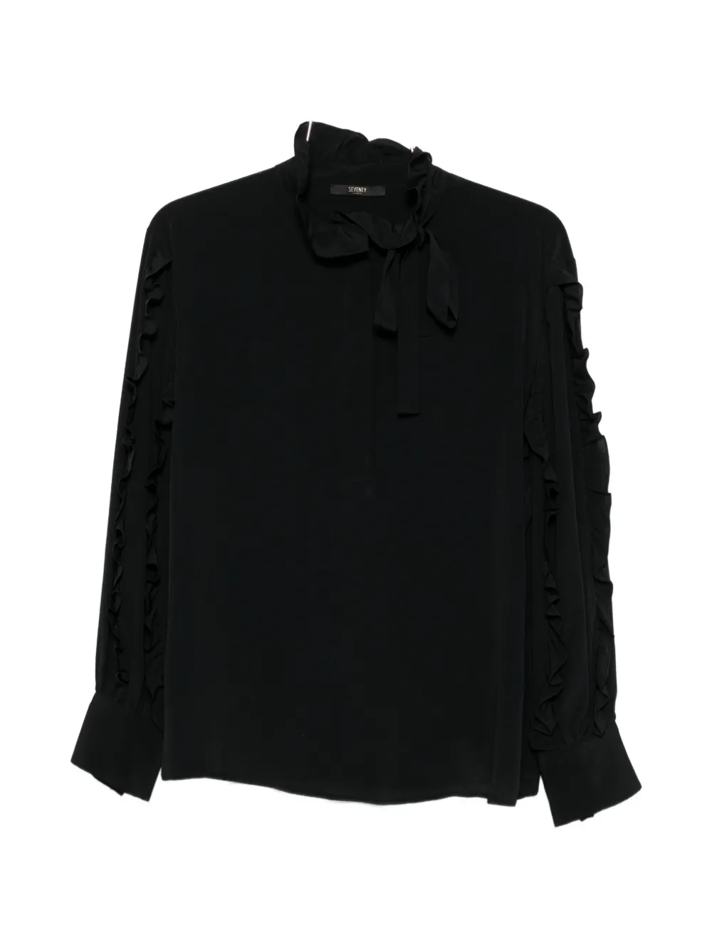 Seventy ruffle-trim pussy-bow blouse - Nero