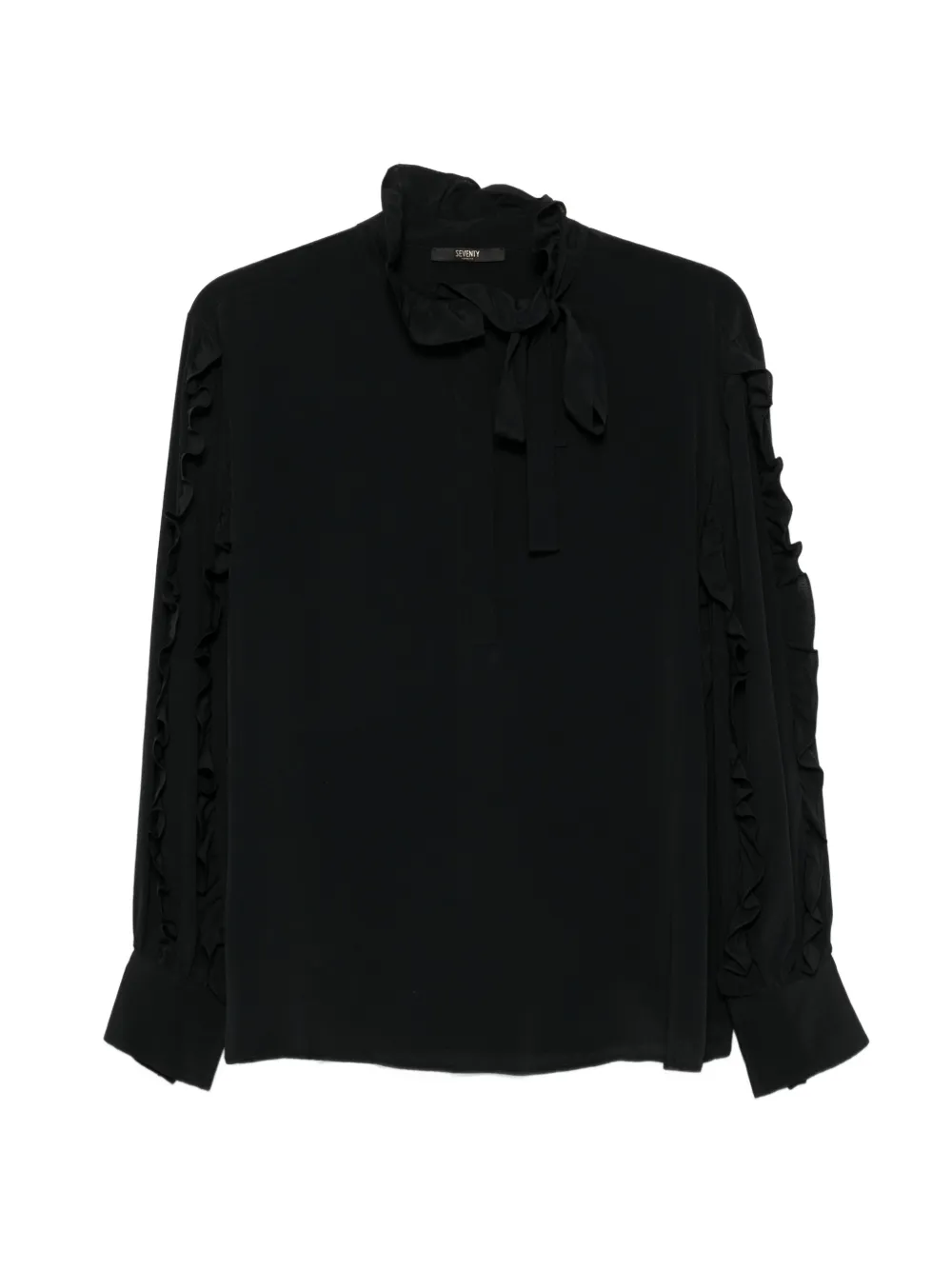 Seventy ruffle-trim pussy-bow blouse - Nero