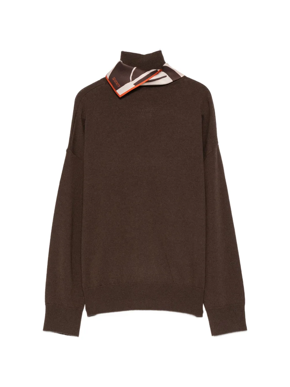 Seventy Trui met hoge hals en sjaaldetail Bruin