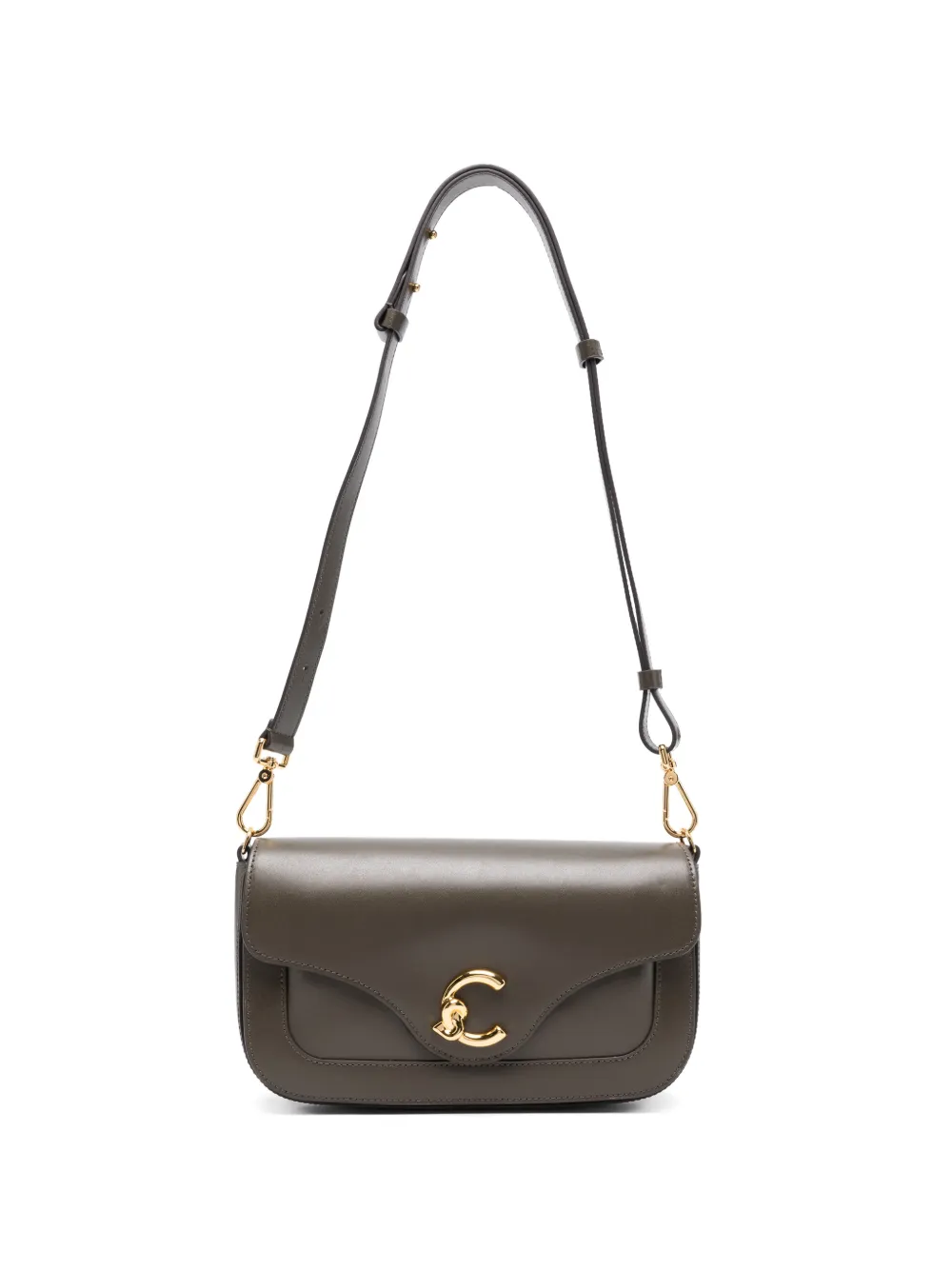 Coccinelle logo-plaque leather shoulder bag - Verde