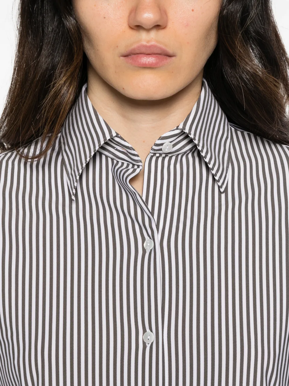 Xacus vertical-stripe long-sleeve shirt Wit