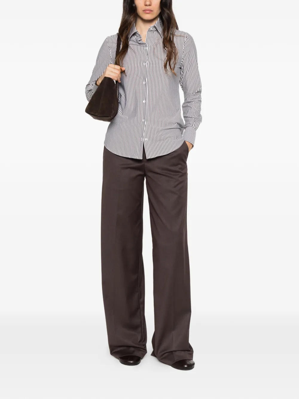 Xacus vertical-stripe long-sleeve shirt Wit