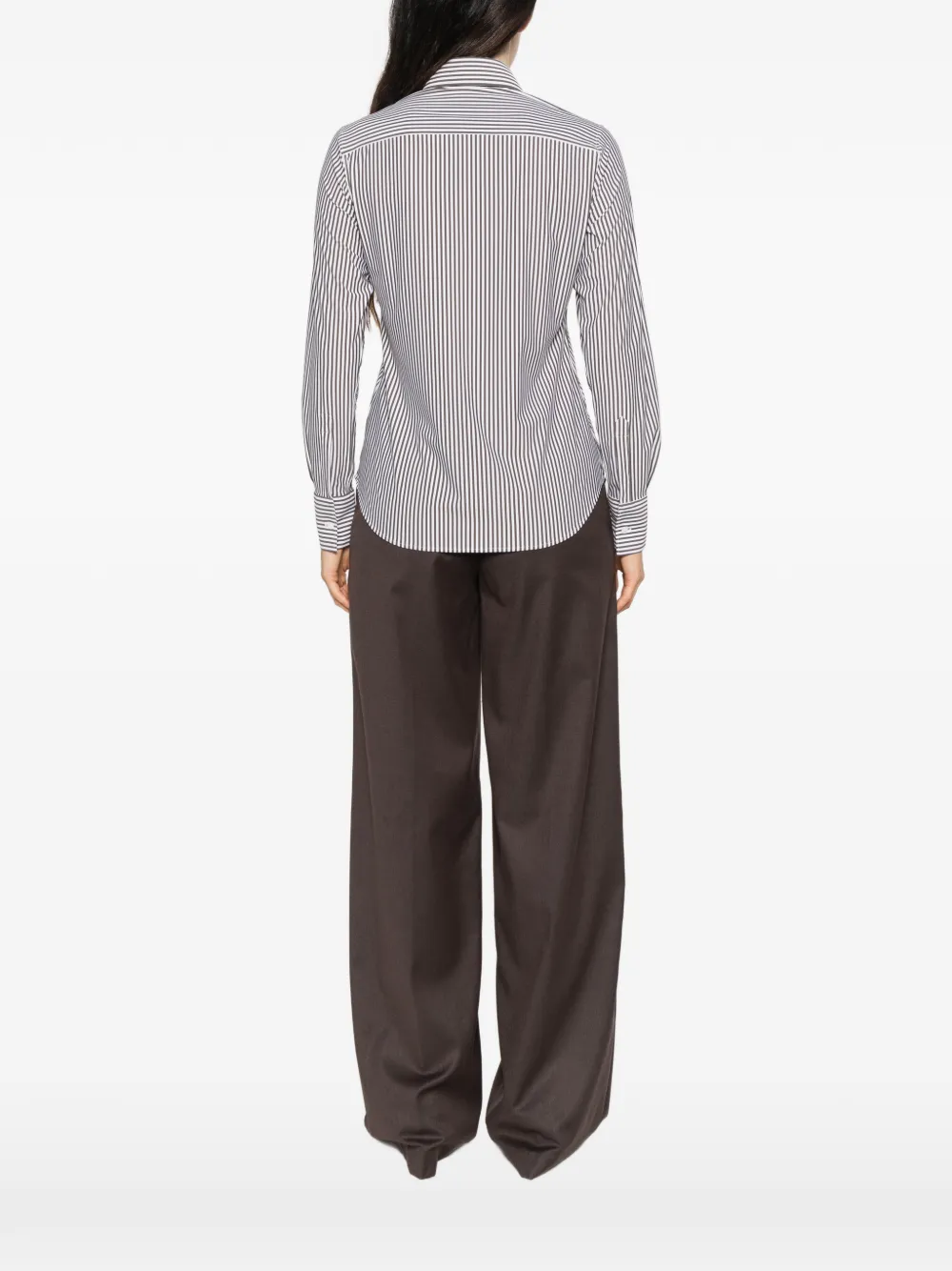 Xacus vertical-stripe long-sleeve shirt Wit
