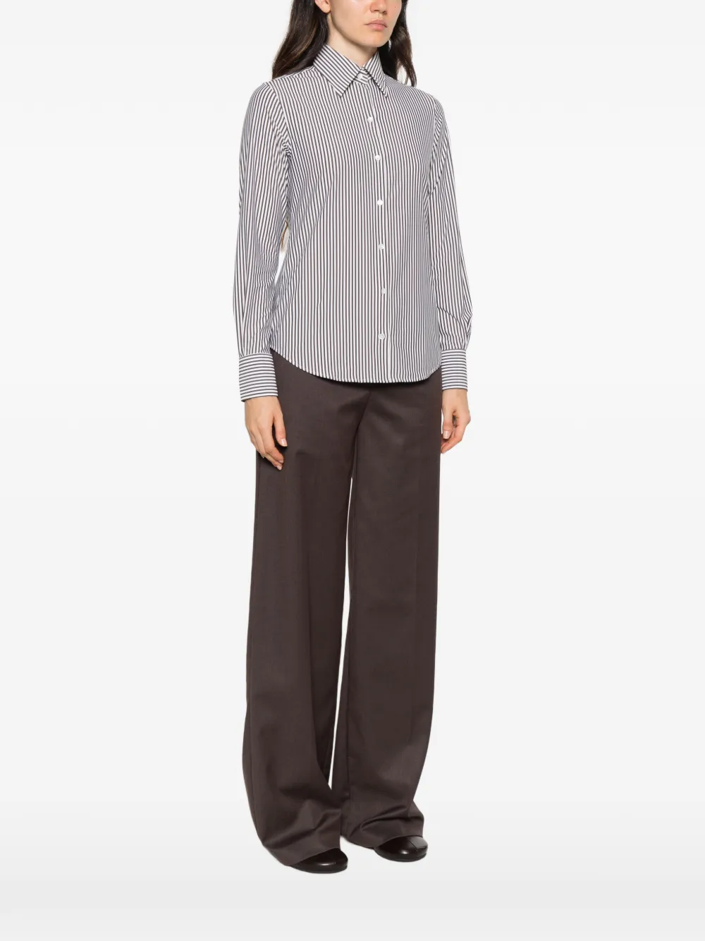 Xacus vertical-stripe long-sleeve shirt Wit