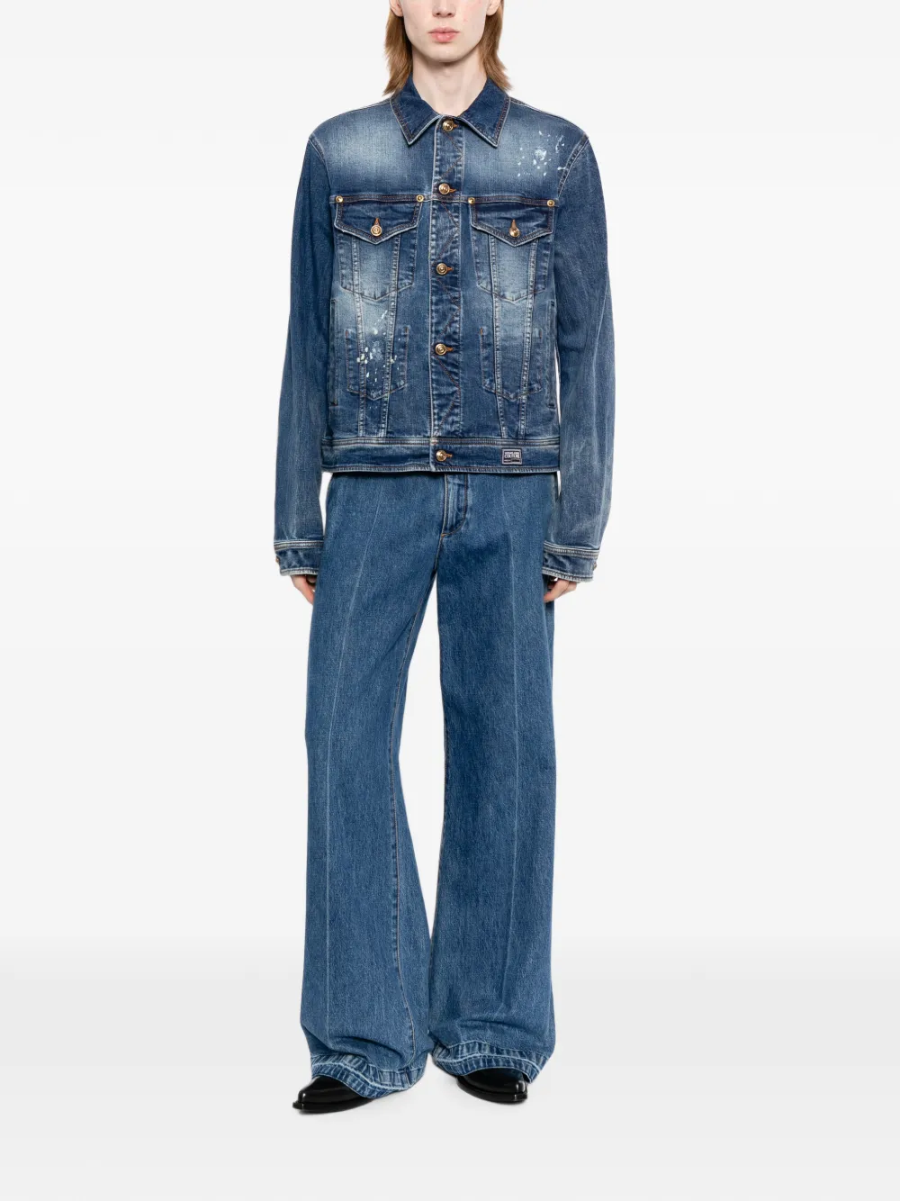 VERSACE jeans couture デニムジャケット 中綿 Versace Jeans Couture ペイント デニムジャケット | ブルー | FARFETCH JP