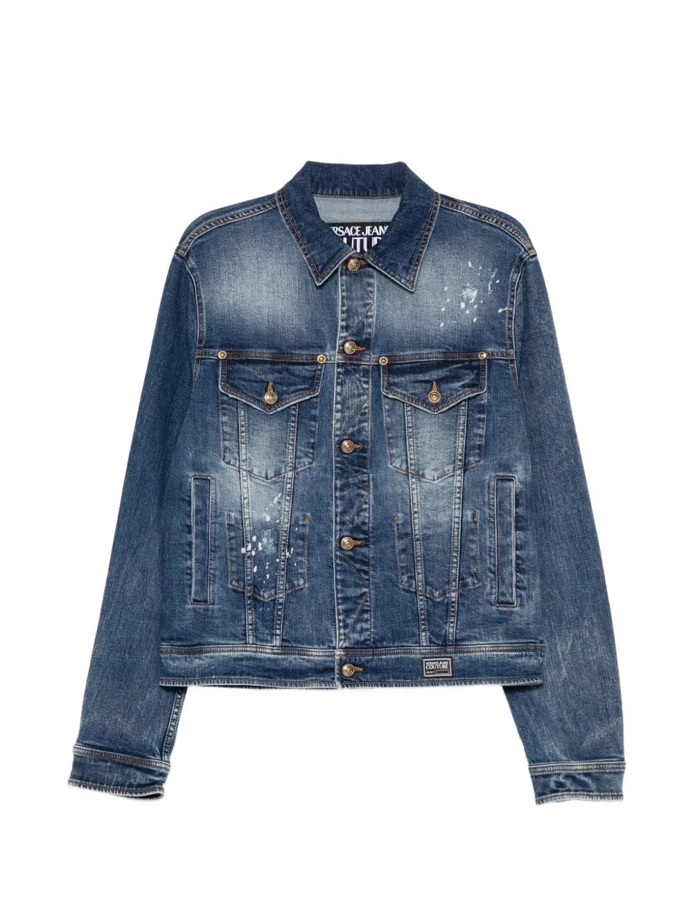 Versace Jeans Couture paint-splatter faded denim jacket - Blau