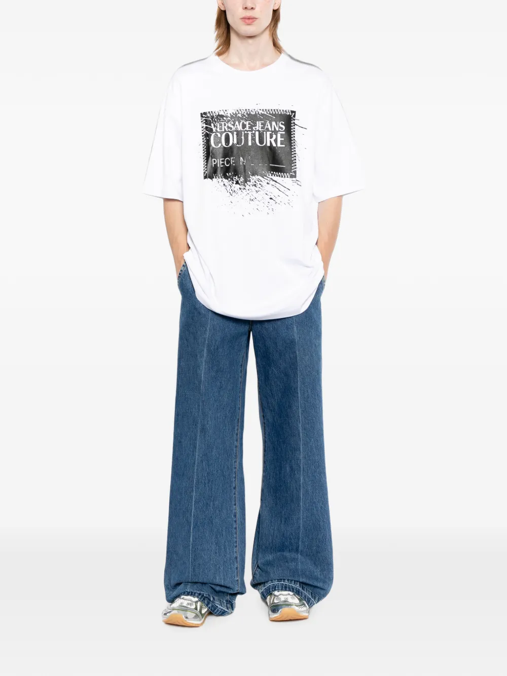 Versace Jeans Couture Katoenen T-shirt met logoprint Wit