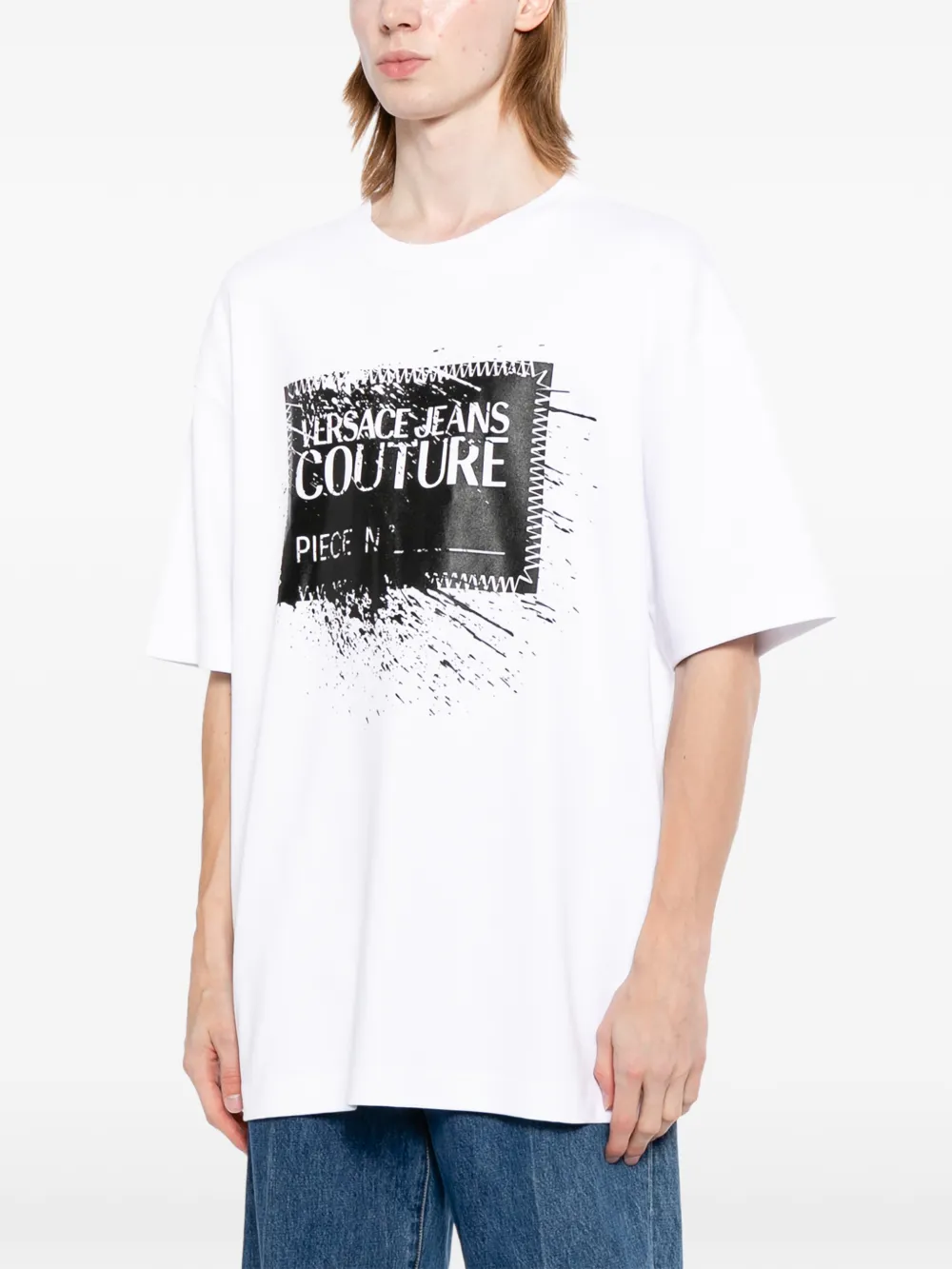 Versace Jeans Couture Katoenen T-shirt met logoprint Wit
