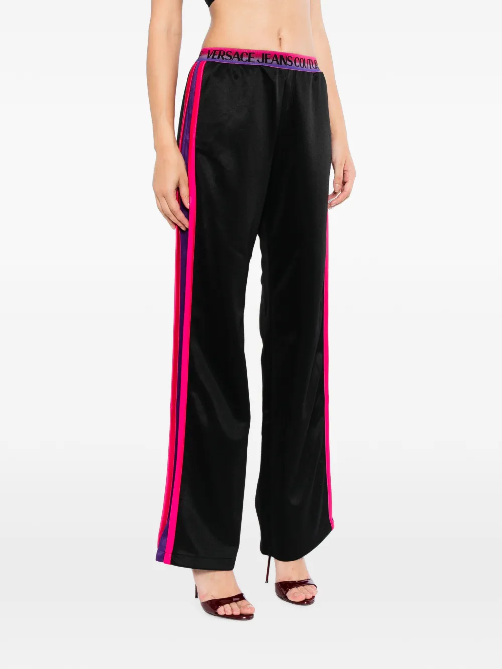 Versace Jeans Couture Trainingsbroek met zijstreep en logoband Zwart