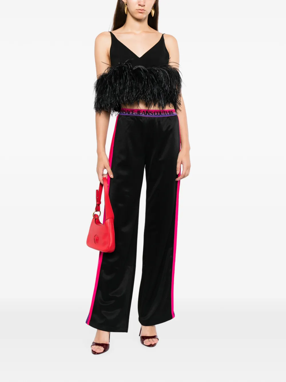 Versace Jeans Couture Trainingsbroek met zijstreep en logoband Zwart