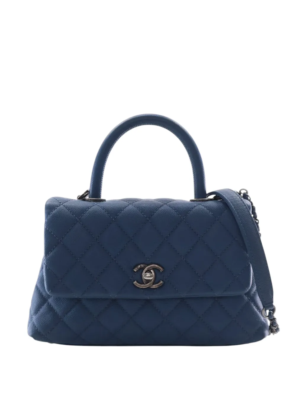CHANEL Pre-Owned 2016-2017 Mini Quilted Caviar Coco Top Handle Bag satchel - Blue