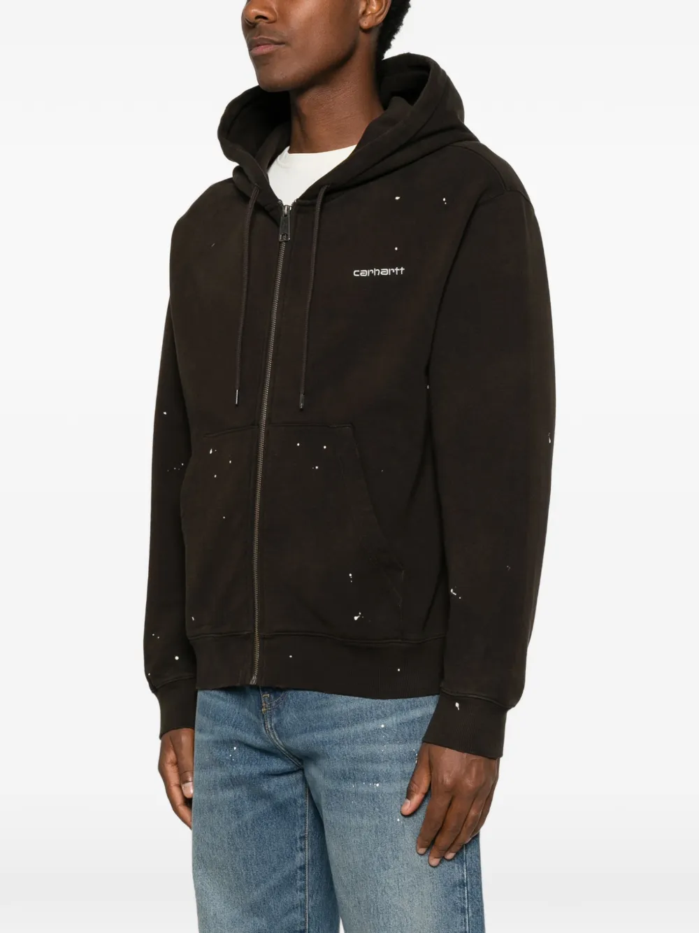 Carhartt WIP Hoodie met geborduurd logo en print Bruin