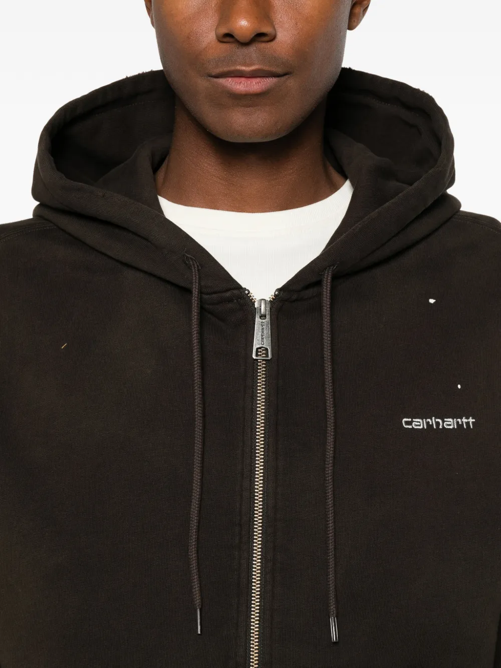 Carhartt WIP Hoodie met geborduurd logo en print Bruin