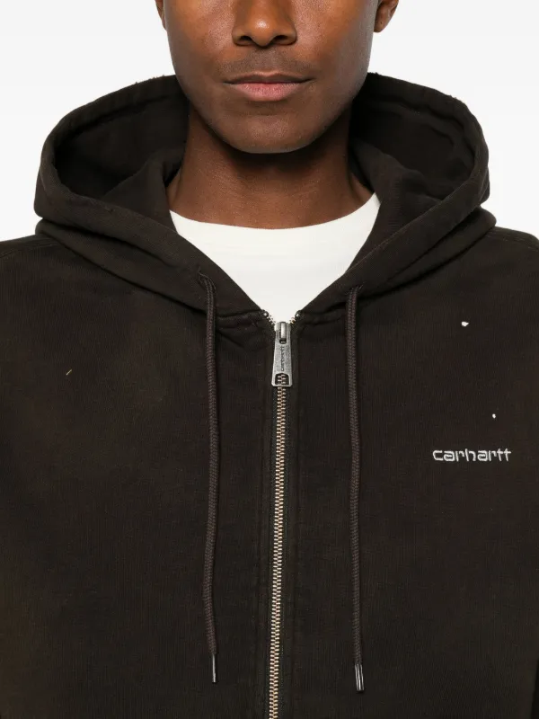 Carhartt WIP paint-splatter zip-up Hoodie | Brown | FARFETCH