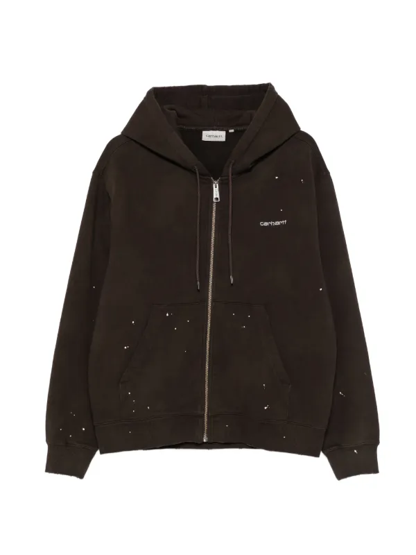 carhartt wip ジップパーカー Carhartt WIP paint-splatter zip-up Hoodie | Brown | FARFETCH