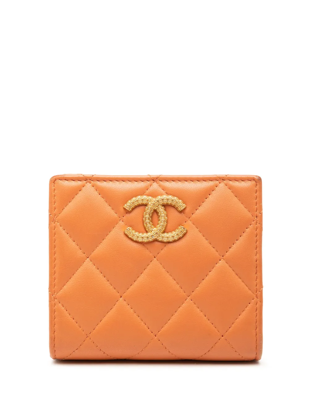 CHANEL Pre-Owned 2021-2026 CC Quilted Lambskin Bifold Wallet small wallets - Arancione