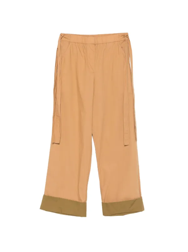 Ulla Johnson Contrast-cuff Side-tie Trousers in Brown