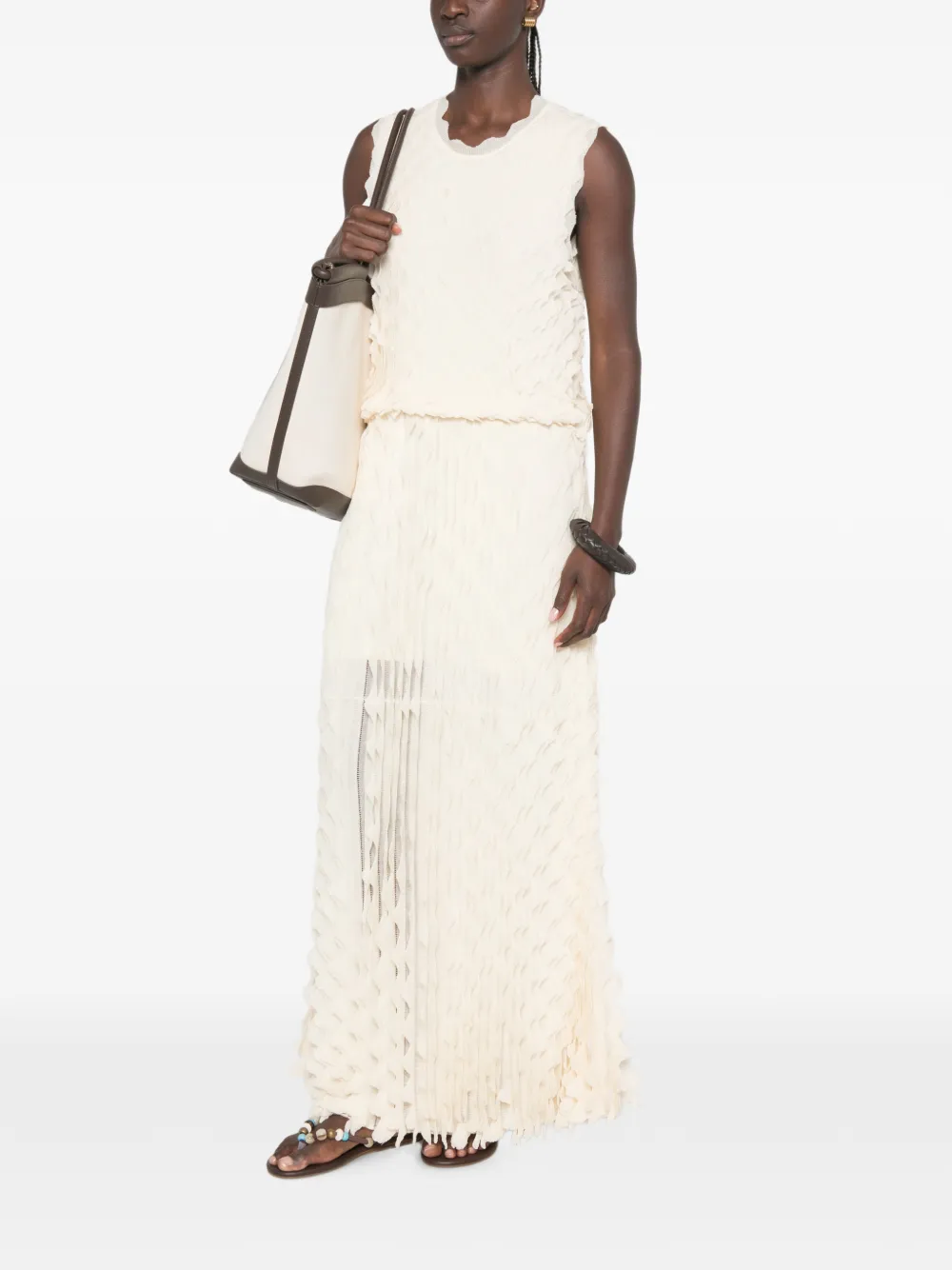 Ulla Johnson Maxi-jurk met ruches Beige