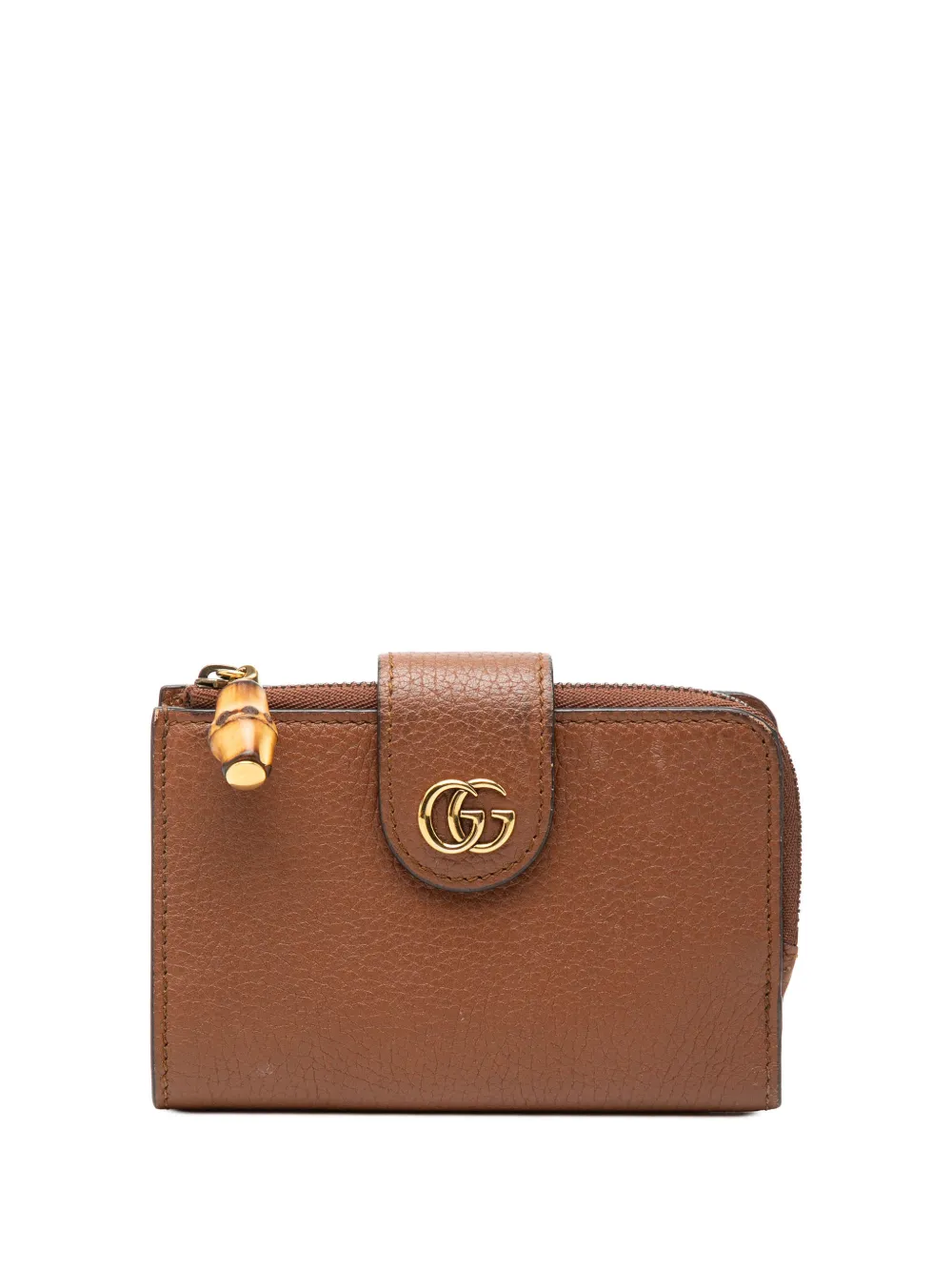 Gucci Pre-Owned 2016-2026 GG Marmont Calfskin Bamboo Bifold Wallet small wallets - Marrone