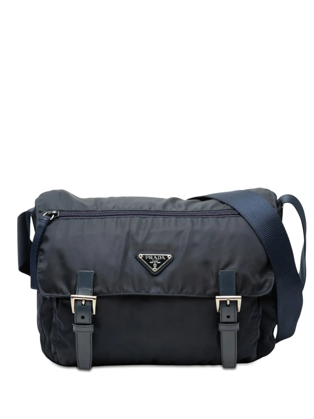 Prada Pre-Owned 2015 Tessuto Zip Double Buckle Messenger Bag crossbody bag - Blu