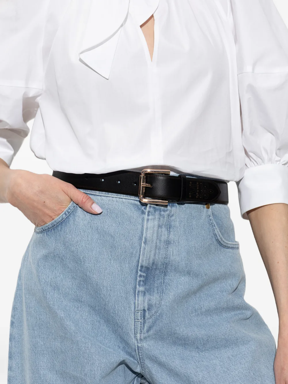 Max Mara Brogue-detail Belt In Black