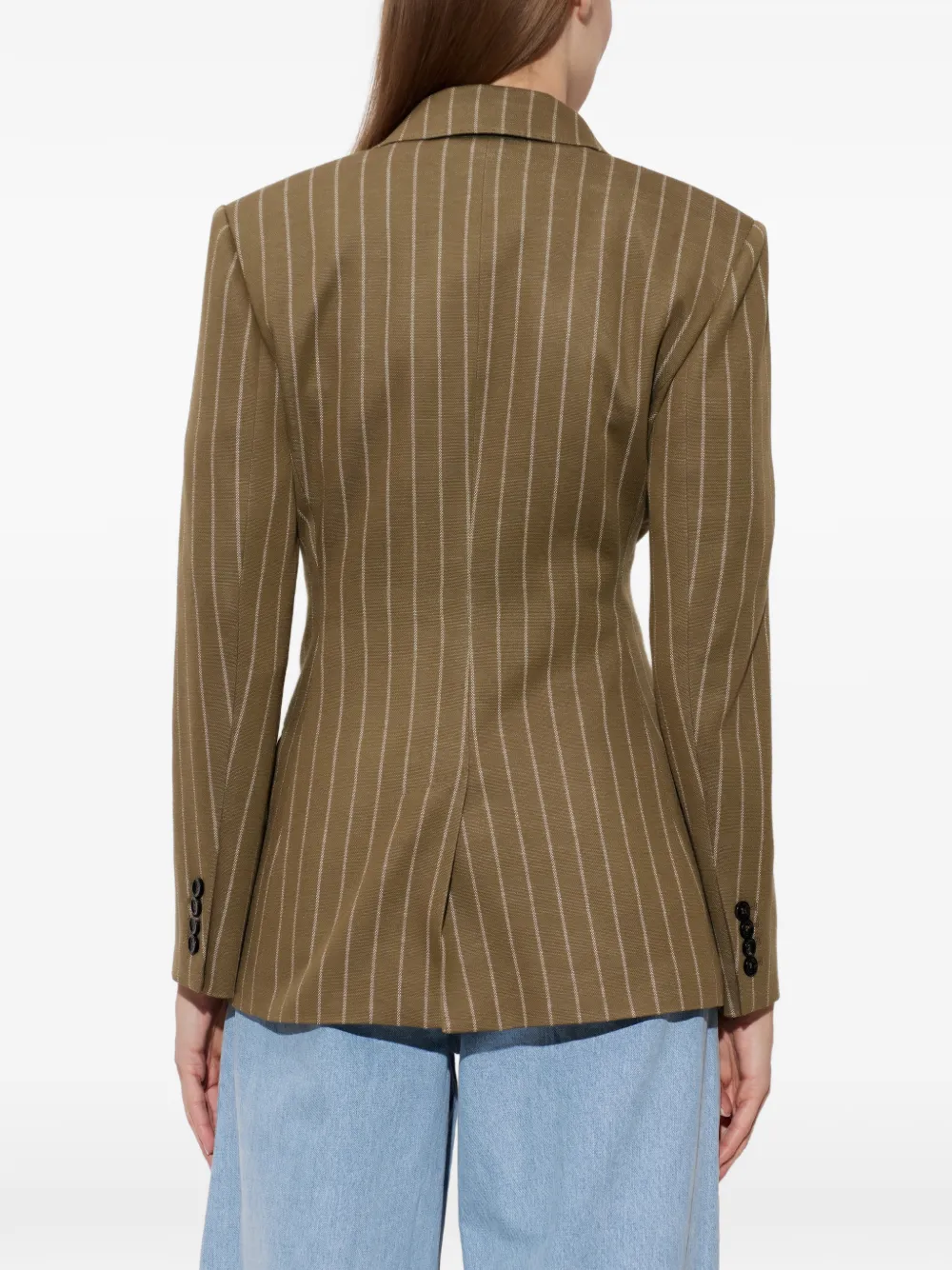 Max Mara Jersey blazer met dubbele rij knopen en krijtstreep Groen