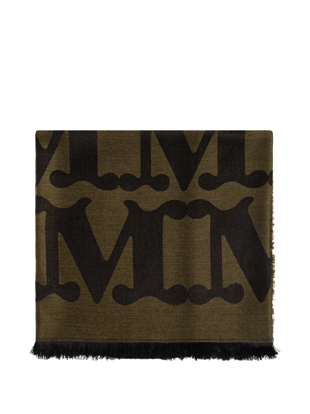 Max Mara Edro logo-jacquard frayed scarf - Verde