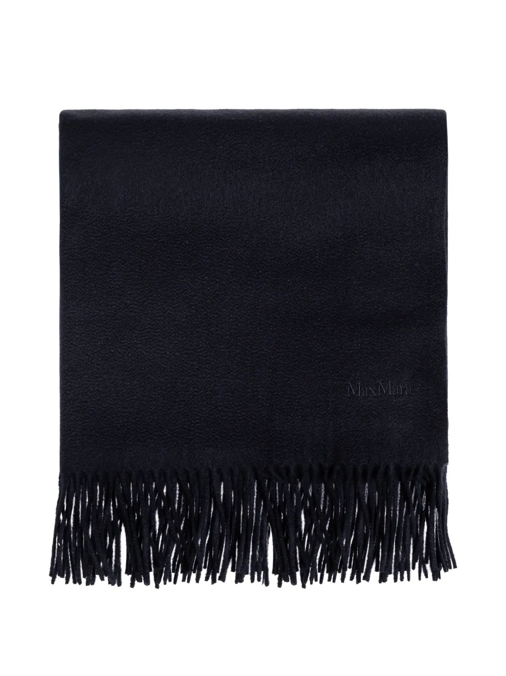 Max Mara fringed logo-embroidered scarf - Blu
